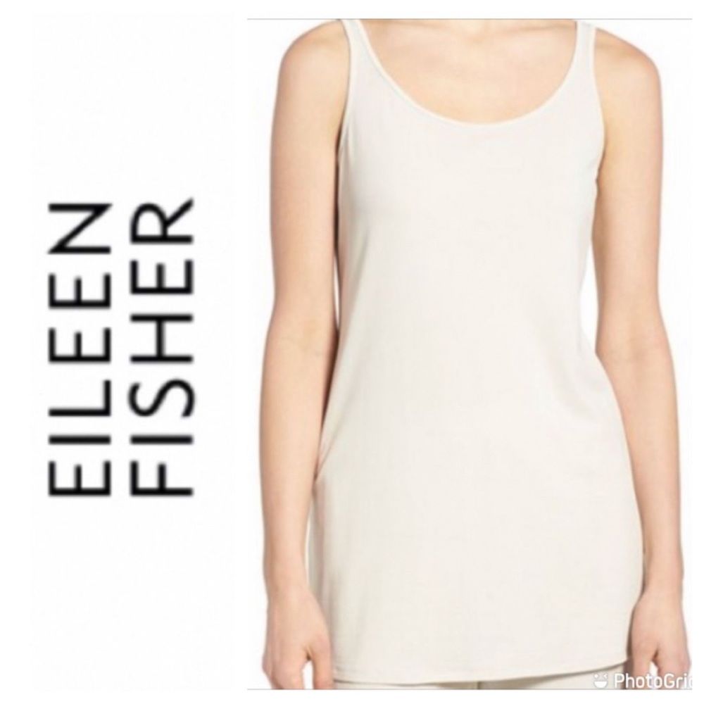 NWT •100% Silk• Cream Stretch Silk Jersey Tank